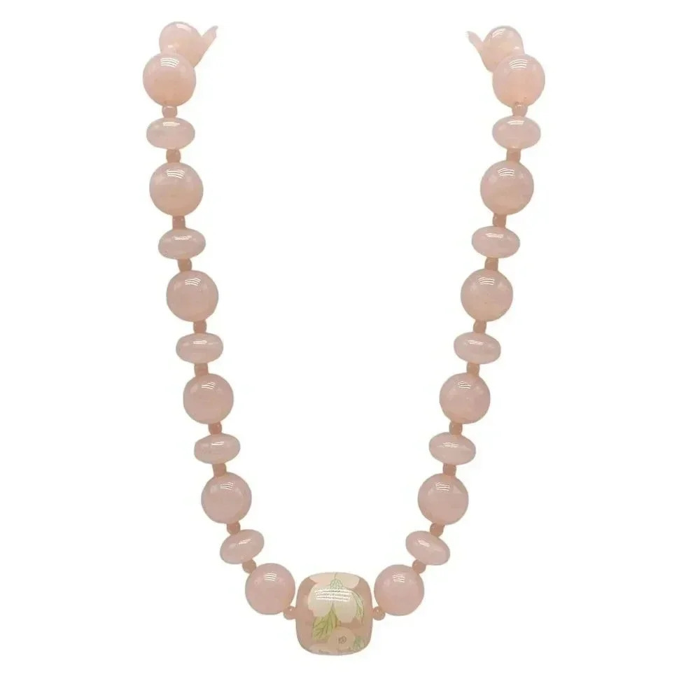 Avon Vintage 1989 Touch of Spring Pink Lucite Necklace Book Piece